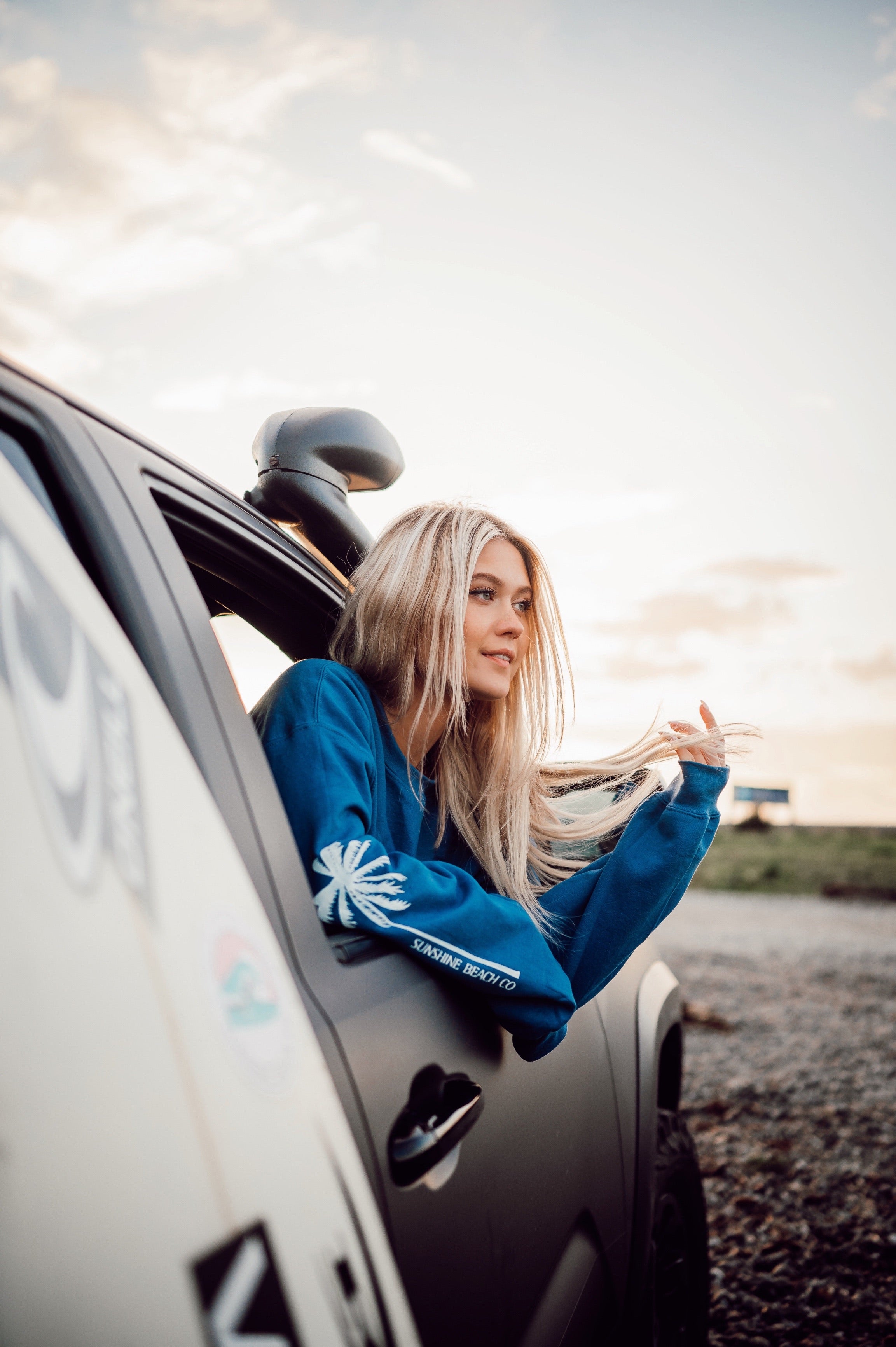 Blue Palm Crewneck