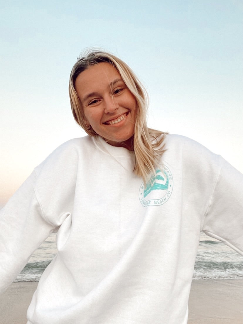 White sand wave after wave crewneck