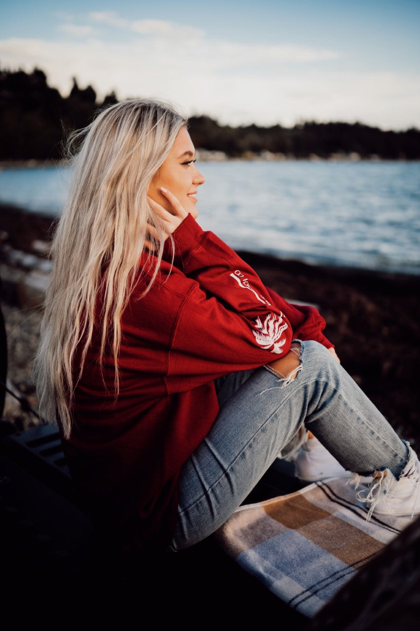 Dark Red Palm Crewneck
