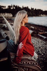 Dark Red Palm Crewneck